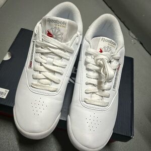 Reebok White Leather Sneakers with Red Accent